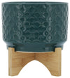 Sagebrook Home 17014-03 Ceramic 7" Clover Planter On Stand, Green