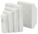 Sagebrook Home 15979 Set of 2 Marble 5" Block Bookends, White