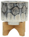 Sagebrook Home 16579-01 Ceramic 5" Snakeskin Planter with Stand, Blue