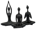 Sagebrook Home 16519 Resin, Set of 3 10" Yoga Ladies, Black