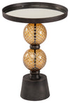 Sagebrook Home 16572-02 Metal, 22" Orb Side Table, Mirror Top, Gold/Black