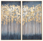 Sagebrook Home 70095 40"x21" Hand Painted Abstract - Framed, Blue/Gold