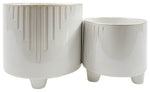 Sagebrook Home 16969 Ceramic, Set of 2 6"/8" Line Footed Planters, White