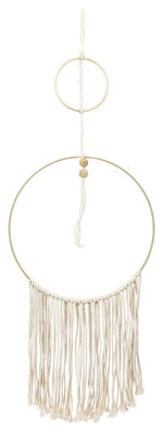 Sagebrook Home 16074 Metal, 30" Curvy Wall Accent with Tassels, Natural