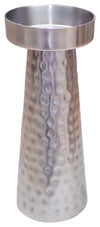 Sagebrook Home 16499-03 Metal, 10" Hammered Candle Holder, Silver
