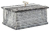 Sagebrook Home 15479 Marble 7"x3" Box with Silver Knob, Gray