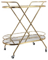 Sagebrook Home 16517 Metal 35" 2-Layered Oval Bar Cart, Gold