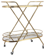 Sagebrook Home 16517 Metal 35" 2-Layered Oval Bar Cart, Gold