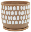 Sagebrook Home 15802-03 8" Painted Planter with Saucer Ceramic, Brown