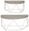 Sagebrook Home 14409-08 Wood/Metal Set of 2, 12"/16" Demilune Wall Shelves, White