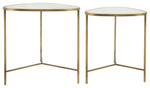 Sagebrook Home 16424 Metal, Set of 2 18/20" Side Tables, White/Gold