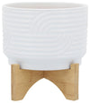 Sagebrook Home 16380-01 Ceramic 7" Abstract Planter On Stand, White