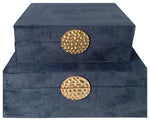 Sagebrook Home 15383-02 Wood, Set of 2 10/12" Box With Medallion, Navy/Gold