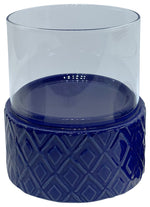 Sagebrook Home 16771-05 Cobalt Ceramic /Glass 6" Pillar Holder, Diamond