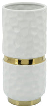 Sagebrook Home 16324-02 5"x10" Belted Vase, White/Gold