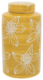 Sagebrook Home 16683-01 Ceramic, 10" Flower Jar With Lid, Yellow