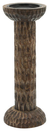 Sagebrook Home 16508-02 Wood, 12" Hammered Candle Holder, Brown