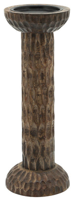 Sagebrook Home 16508-02 Wood, 12" Hammered Candle Holder, Brown