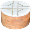 Sagebrook Home 16855-01 Wood, 6" Round Box With White Marble Top, Brown