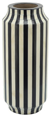 Sagebrook Home 16498-02 Resin, 14" Stripes Vase, Black/White