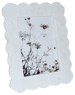 Sagebrook Home 16791 Marble, 4"x6" Ribbon Crimp Photo Frame, White