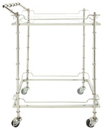 Sagebrook Home 16305-01 Two Tier 30" Rolling Bar Cart, Silver