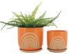 Sagebrook Home 16112-05 Ceramic 6" Arch Planter with Saucer Orange