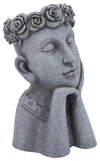 Sagebrook Home 16752-01 Resin, 18" Daydreaming Lady Planter, Gray