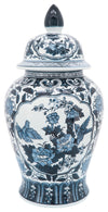 Sagebrook Home 16417 Ceramic 18" Flowers Temple Jar, Blue