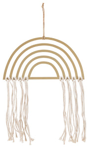 Sagebrook Home 16051 Metal, Curvy Wall Accent With Tassels, Natural