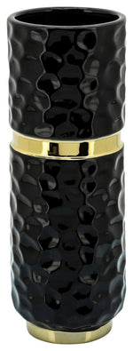 Sagebrook Home 16324-03 5"x13" Belted Vase, Black/Gold
