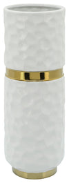 Sagebrook Home 16324-01 5"x13" Belted Vase, White/Gold