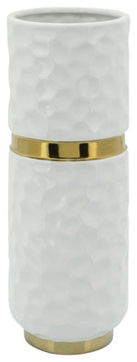 Sagebrook Home 16324-01 5"x13" Belted Vase, White/Gold