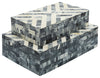 Sagebrook Home 16144 Resin Set of 2 Herringbone Boxes, Black/White