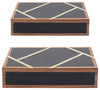 Sagebrook Home 16549-03 Resin, Set of 2 10"/12" Boxes with Gold Inlay, Black
