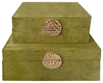 Sagebrook Home 15383-01 Wood, Set of 2 10"/12" Box with Medallion, Olive/Gold