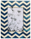 Sagebrook Home 16852 Resin, 4x6" Chevron Photo Frame, Blue/White