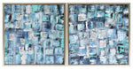 Sagebrook Home 70056, 26"x26" Set of 2, Squares Oil Painting, Blue