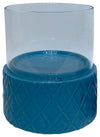 Sagebrook Home 16771-03 Turq Ceramic /Glass 6" Pillar Holder, Diamond