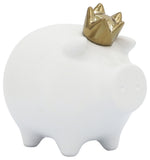 Sagebrook Home 16955-02 Ceramic 6" Pig With Crown, White