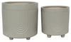 Sagebrook Home 16376-03 Ceramic Set of 2 6/8" Bravais Footed Planter, Saget