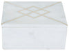 Sagebrook Home 16408-01 Marble, 7"x5" Box with Inlay, White