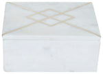 Sagebrook Home 16408-01 Marble, 7"x5" Box with Inlay, White