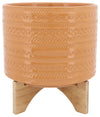 Sagebrook Home 15350-09 Ceramic 10" Tribalplanter with Stand, Terracotta