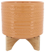 Sagebrook Home 15350-09 Ceramic 10" Tribalplanter with Stand, Terracotta
