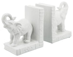 Sagebrook Home 15926-01 Ceramic Set of 2 6" Standing Elephant Bookends, White