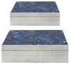 Sagebrook Home 16650 Resin Set of 2 Herringbone Boxes, Navy