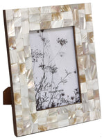 Sagebrook Home 16614-01 Resin, 4x6" Capiz Design Photo Frame, Silver