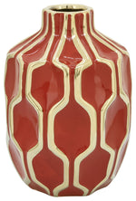 Sagebrook Home 16465-01 Ceramic Vase 8", Red/Gold