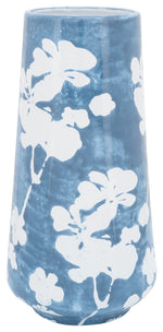 Sagebrook Home 14088-04 Ceramic 13" Floral Vase, Sky Blue/White
